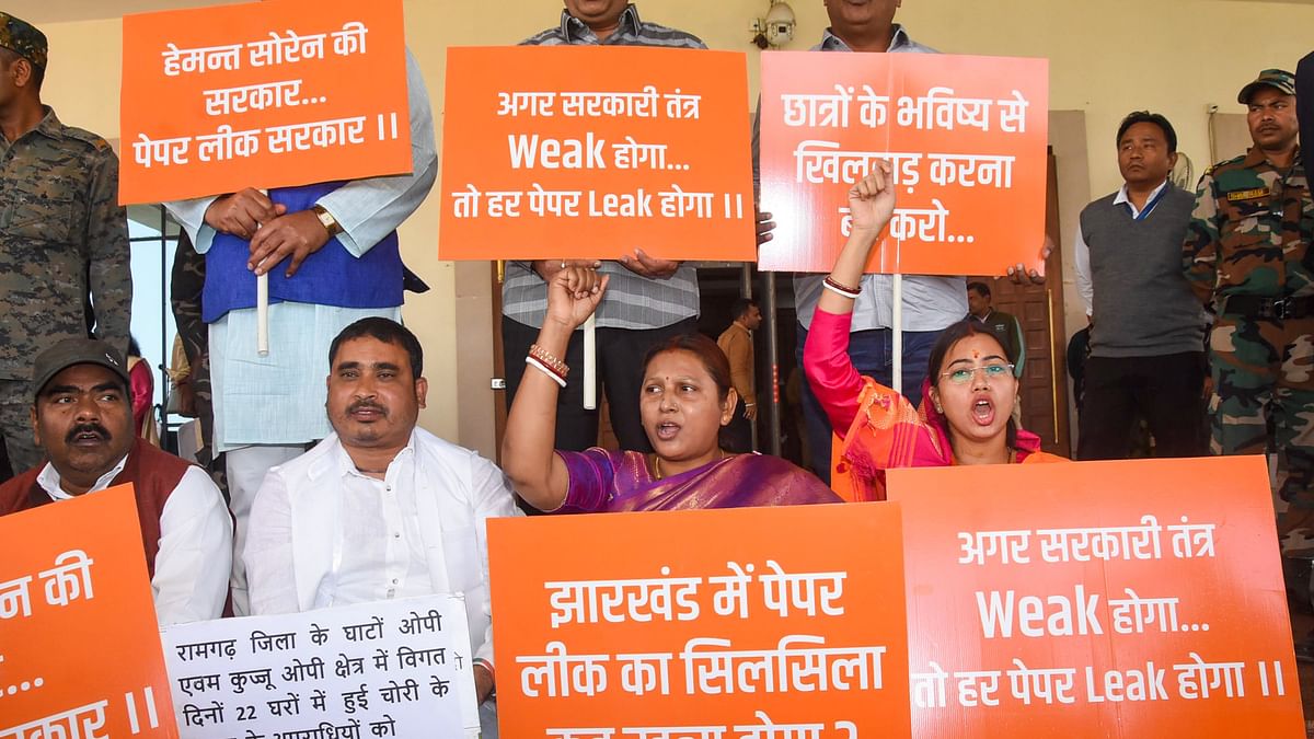 Jharkhand paper leak rocks state Assembly as BJP MLAs protest